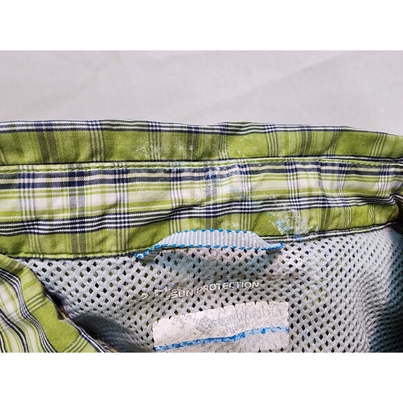 Columbia Men's Fishing Breathable Mesh button up Shirt Green Plaid Size L - Picture 11 of 11